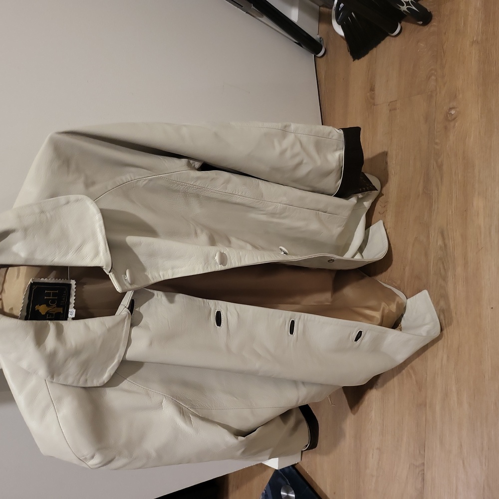 NWT Vintage Italian Leather Trench Coat - Picture 12 of 16